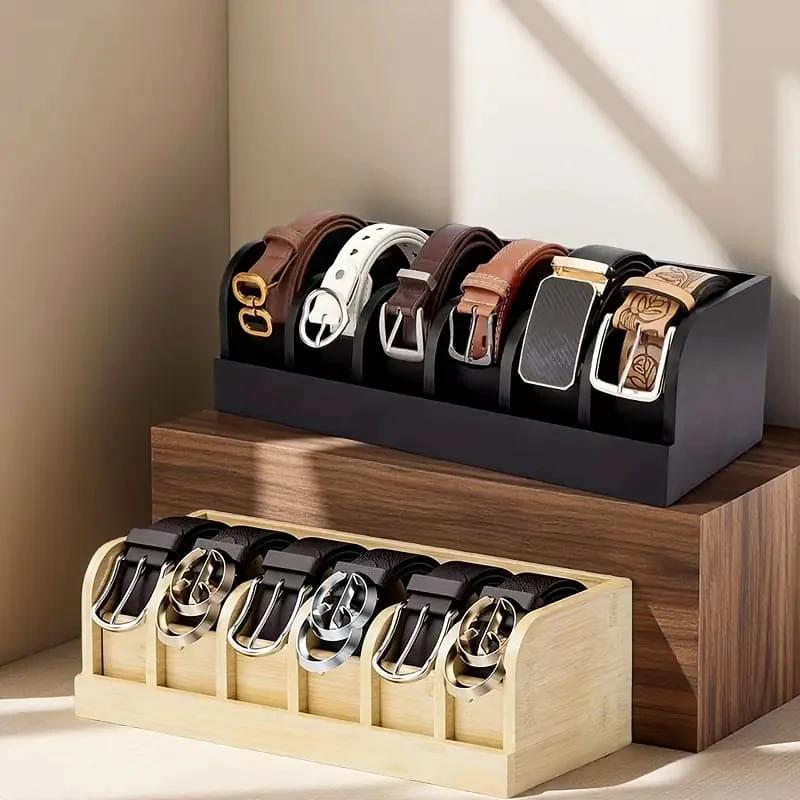 Premium Bamboo Belt Organizer 35x15x11cm Closet Organizers Closet Organizers