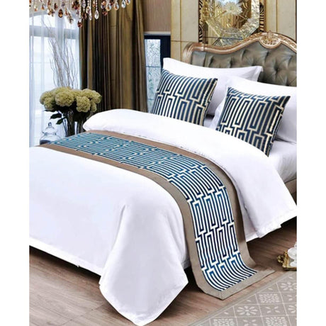 Premium European Style Embroidered Bed Runner with Pillow Cases