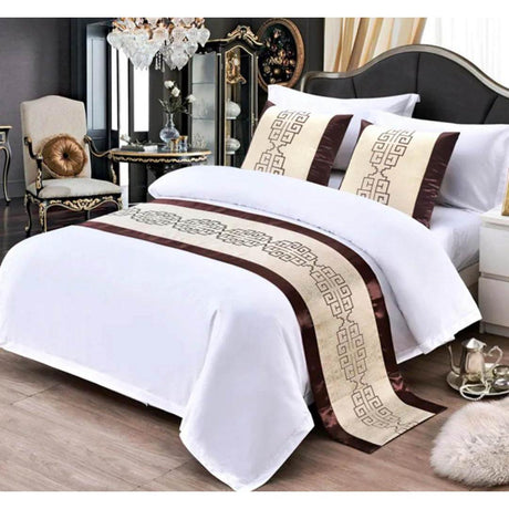 Premium European Style Embroidered Bed Runner with Pillow Cases