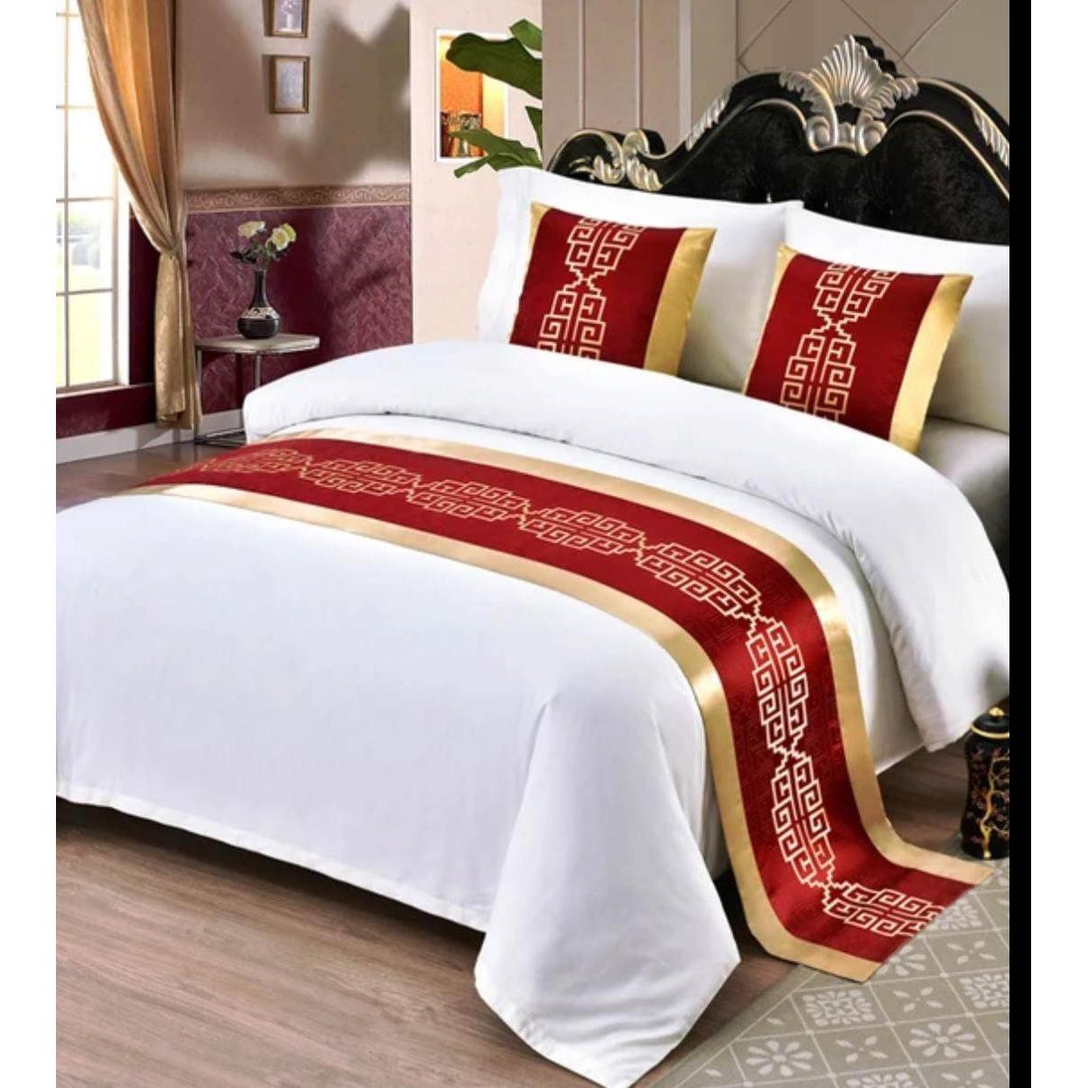 Premium European Style Embroidered Bed Runner with Pillow Cases