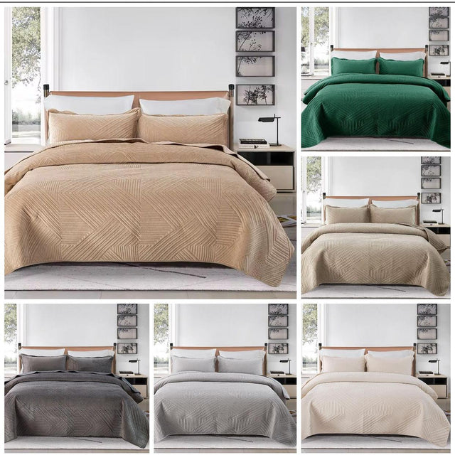 Premium Large Bed Spread Cover Set with Pillowcases Fits 6x6 to 7x8 Beds