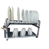 Premium Quality 2-Tier Aluminium Dish Drainer 60.9×34.2×26.7cm Dish Rack Dish Racks
