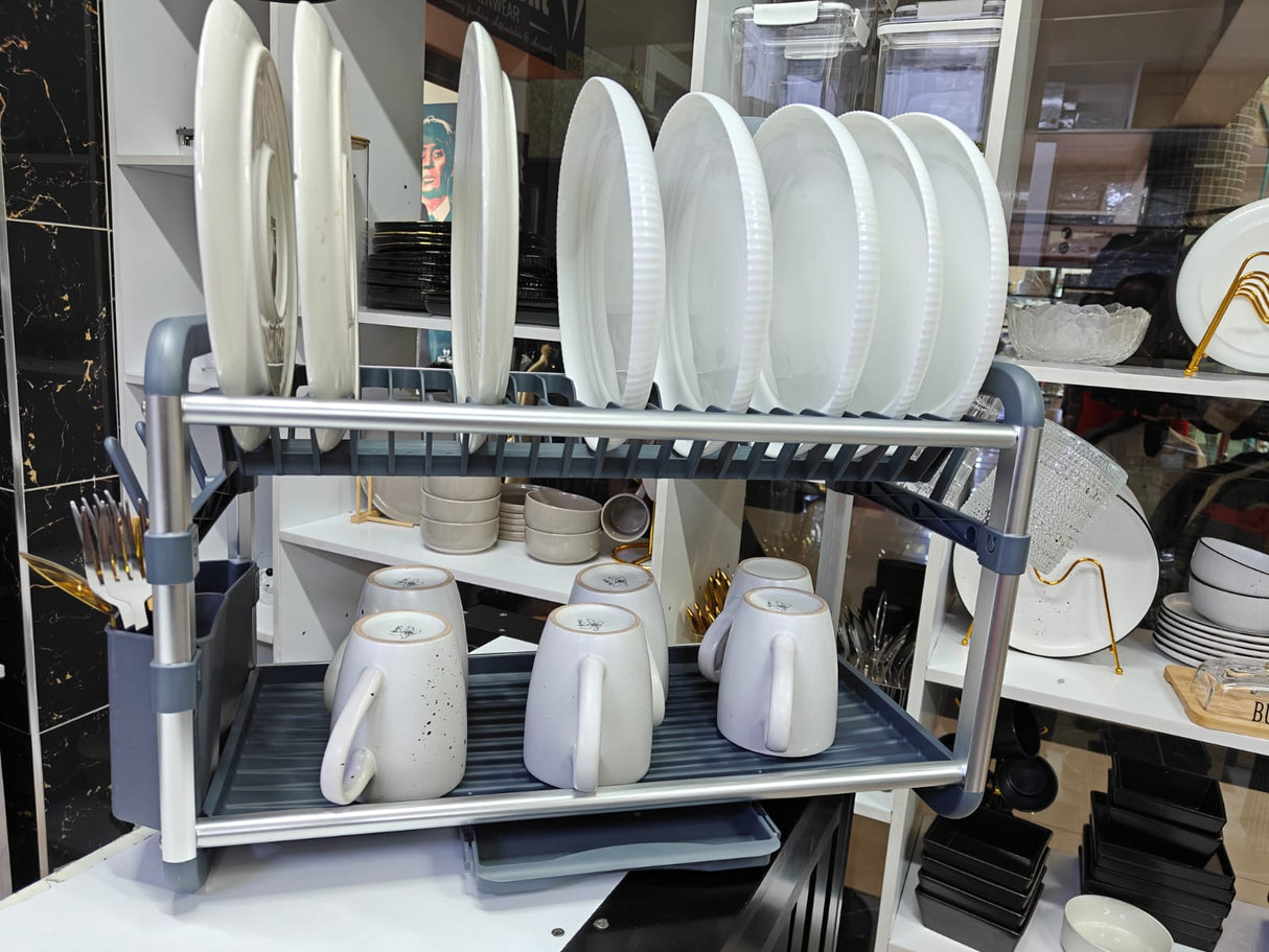 Premium Quality 2-Tier Aluminium Dish Drainer 60.9×34.2×26.7cm