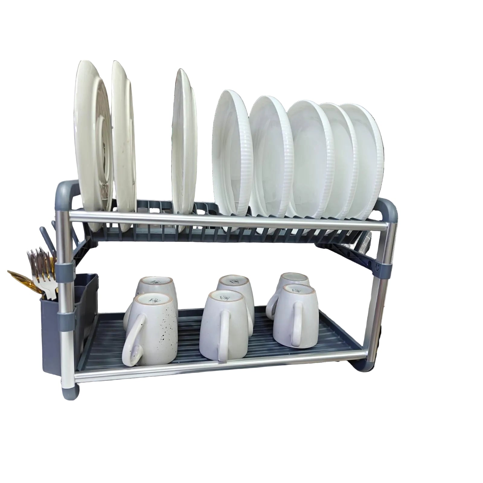 Premium Quality 2-Tier Aluminium Dish Drainer 60.9×34.2×26.7cm Dish Rack Dish Racks