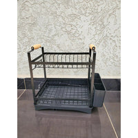 Premium Quality 2 Tier Dish Rack with Bamboo Handle and Drainage Dish Rack Dish Racks