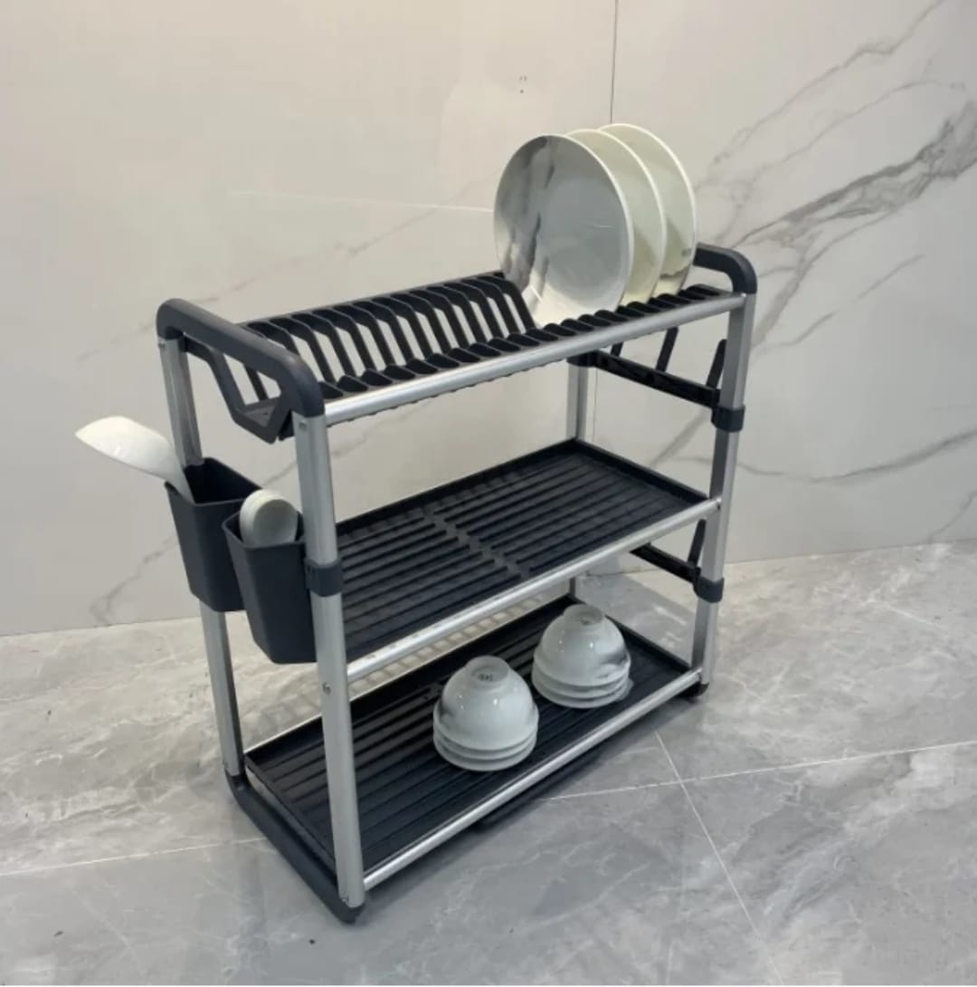Premium Quality 3-Tier Aluminium Dish Drainer 60.9×57.2×26.7cm