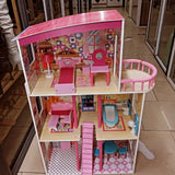 Premium Wooden Dollhouse for Kids with Multi-Level Design and Furniture