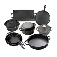 Preseasoned Cast Iron Cook,Bake & Serve Set Heavy Duty 10 Piece Collection Cookware Sets