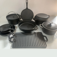 Preseasoned Cast Iron Cook,Bake & Serve Set Heavy Duty 10 Piece Collection Cookware Sets