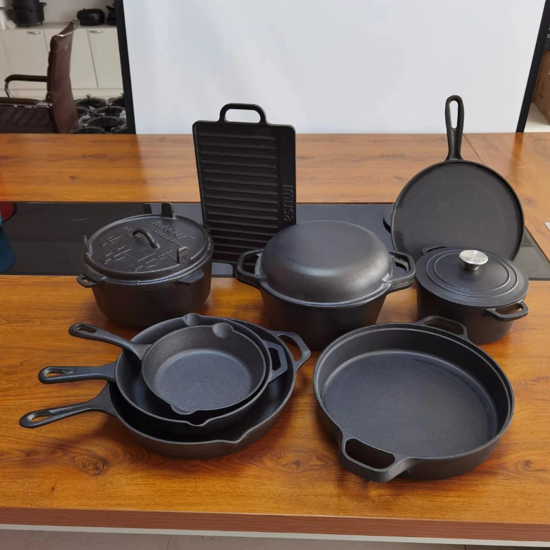 Preseasoned Cast Iron Cook,Bake & Serve Set Heavy Duty 10 Piece Collection Cookware Sets