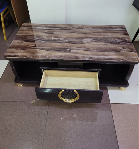 Product Title Modern Rectangular Coffee Table with Drawer and Marble-Look Top
