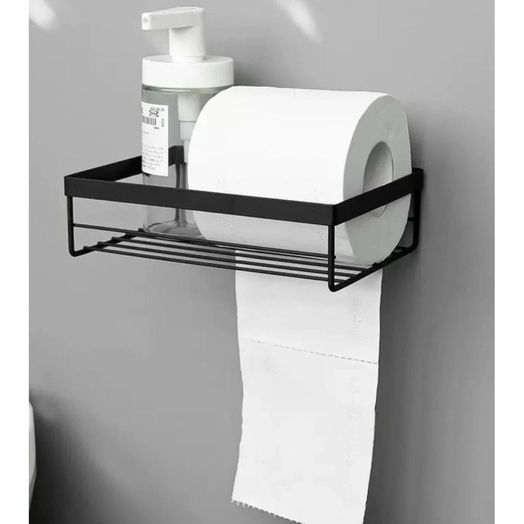 Punch Free Storage Rack for Toilet Paper & Towel Box | Strong Adhesive 18.5cmx14cmx5.5cm Bathroom Accessories Toilet Paper Holders