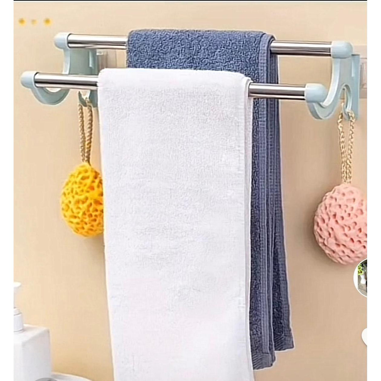 Punch-free Double Rod Towel Bar Traceless Wall Mounted Towel Rack