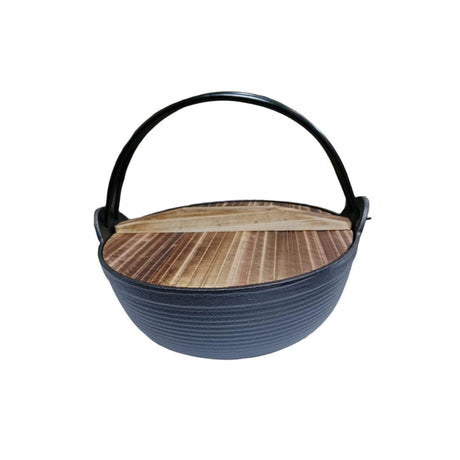 Pure Cast Iron Flat Bottom Wok 27cm NonStick Wok with Wooden Lid 360° Heat Distribution All Cooktops Outdoor Cooking