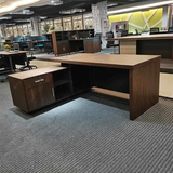 Qk1604 Executive Office Desk Dark Wood Finish with Side Cabinet & Cable Ports