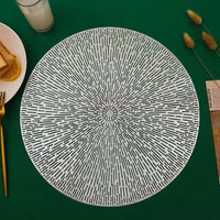 Radiating Line Pattern Round PVC Table Mats – 6pcs Set | Gold & Silver (38cm) Table mat Placemats