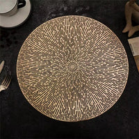 Radiating Line Pattern Round PVC Table Mats – 6pcs Set | Gold & Silver (38cm) Table mat Placemats