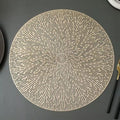 Radiating Line Pattern Round PVC Table Mats – 6pcs Set | Gold & Silver (38cm) Table mat Placemats