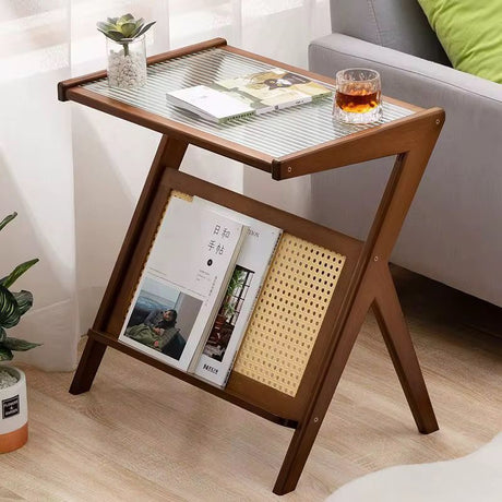 Rattan Side Table – Boho Bedside or End Table (Black, Light Brown, Dark Brown)