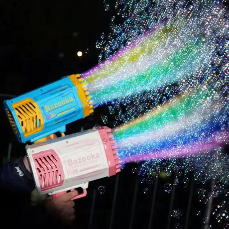Rechargeable Bubble Gun for Outdoor Fun Available in Pink Purple Blue