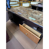 Rectangular Coffee Table – 120cm Marble Effect with Tree Stamp Design, Dual Drawers & Cabinets Coffee Tables