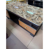 Rectangular Coffee Table – 120cm Marble Effect with Tree Stamp Design, Dual Drawers & Cabinets Coffee Tables