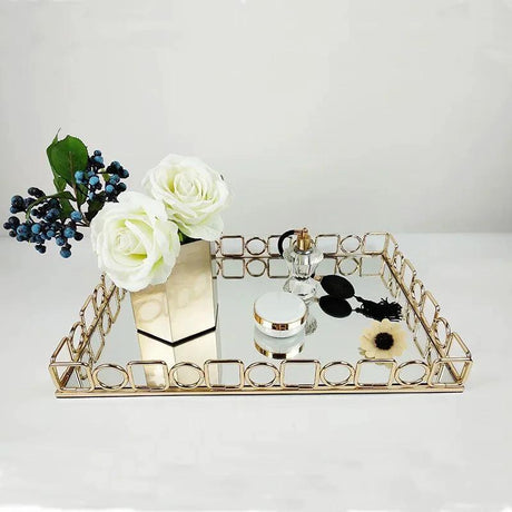 Rectangular European Style Decor Vanity Tray | Nordic Golden Organizer Decorative Trays