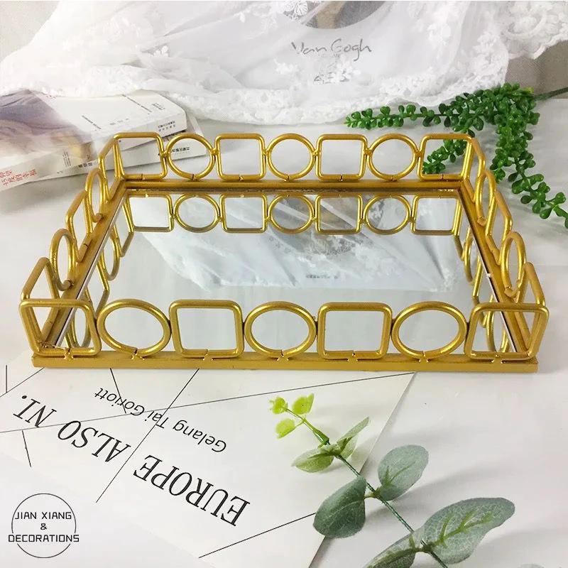 Rectangular European Style Decor Vanity Tray | Nordic Golden Organizer Decorative Trays