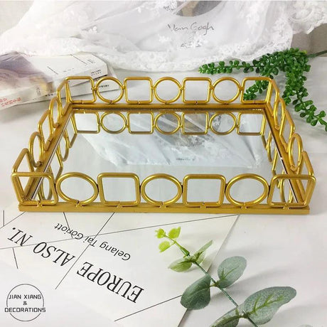 Rectangular European Style Decor Vanity Tray | Nordic Golden Organizer Decorative Trays