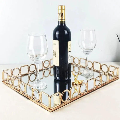 Rectangular European Style Decor Vanity Tray | Nordic Golden Organizer Decorative Trays