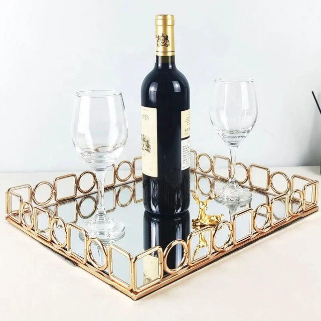 Rectangular European Style Decor Vanity Tray | Nordic Golden Organizer Decorative Trays