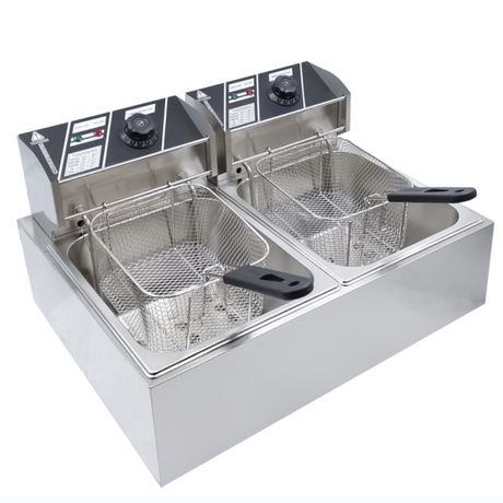 Redberry Premium Range Electric Fryer | Double 6 Litres | Dual Basket Stainless Steel Fryer