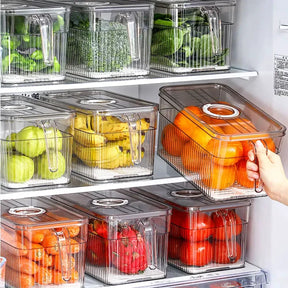 Refrigerator Transparent Clear Storage Box with Lid Food Grade PET Kitchen Organizer for Fruits Vegetables & Freezer Use Storage Containers Food Storage Containers