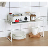Retractable Cabinet Storage Rack – Under Shelf Spice Organizer (White & Black)