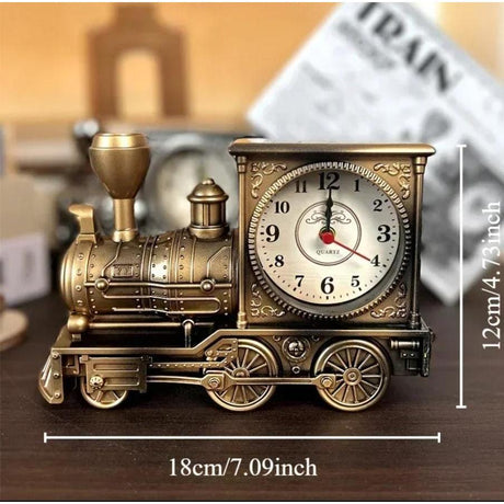 Retro Locomotive Alarm Clock Vintage Train Design, Decorative Desk and Bedside Clock