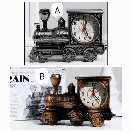 Retro Locomotive Alarm Clock Vintage Train Design, Decorative Desk and Bedside Clock