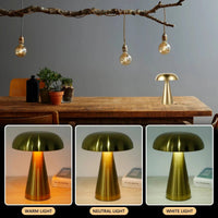 Retro Mushroom LED Night Light Rechargeable, Wireless & Portable Warm, Yellow, or Natural Light Lighting
