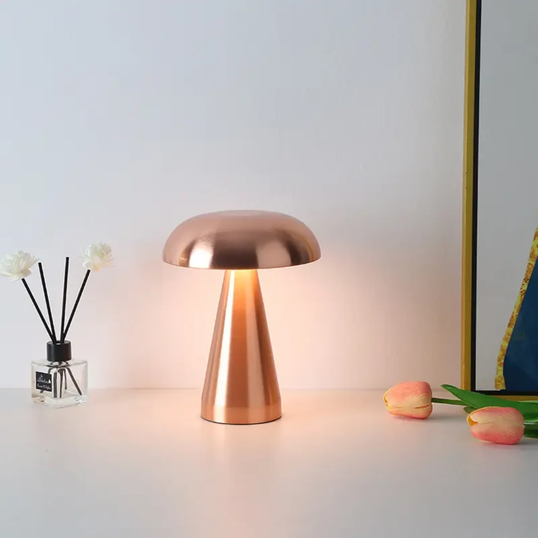 Retro Mushroom LED Night Light Rechargeable, Wireless & Portable Warm, Yellow, or Natural Light Lighting