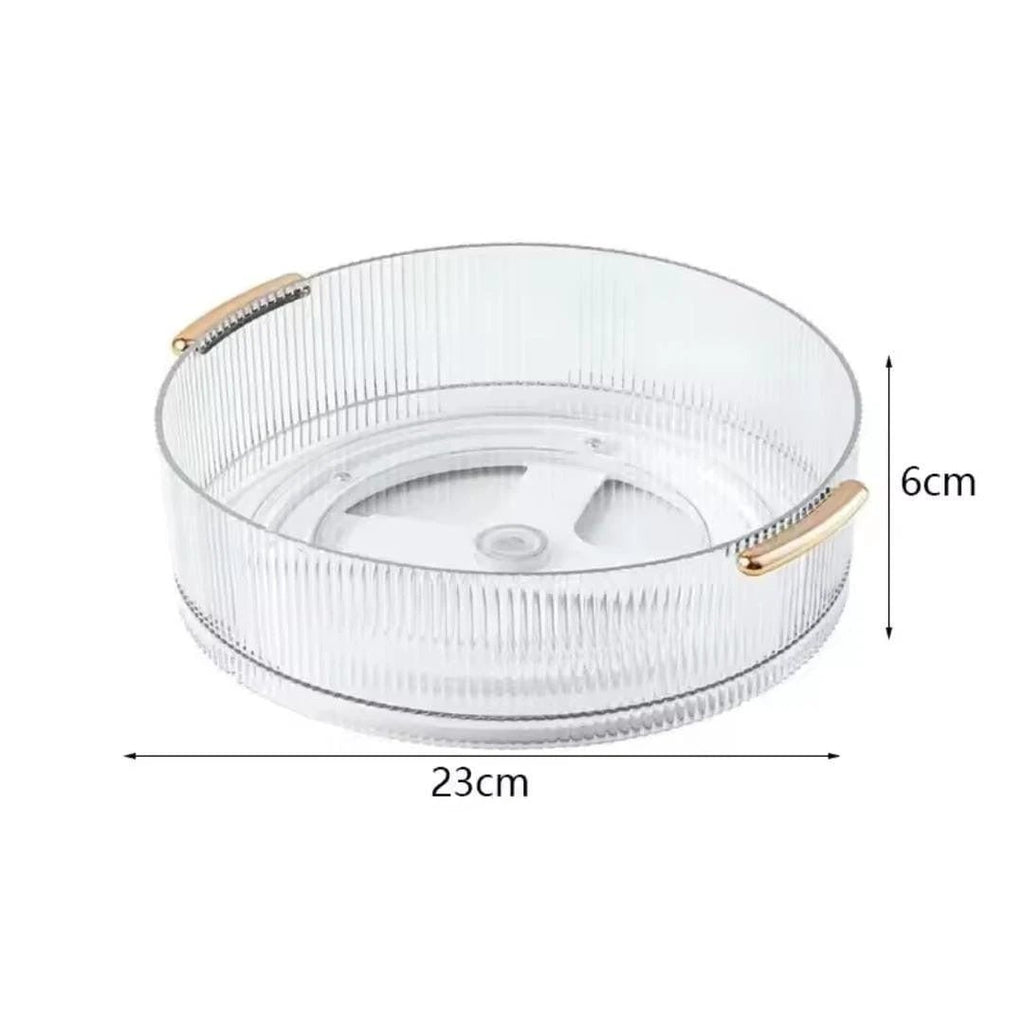 Ribbed Acrylic Lazy Susan with Gold Handles – Rotating Cosmetic Organizer (23x6cm) Cosmetic Organizer Storage & Organization