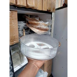 Ribbed Acrylic Lazy Susan with Gold Handles – Rotating Cosmetic Organizer (23x6cm)