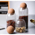 Ribbed Storage Glass Jars 3pcs Set of Stylish, Airtight Containers for Kitchen & Pantry Organization