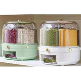 Rotating 6-Grid Food Storage Container 9.5kg Capacity BPA-Free Dispenser 360° Rotating Cereal & Grain Organizer Storage & Organization