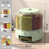 Rotating 6-Grid Food Storage Container 9.5kg Capacity BPA-Free Dispenser 360° Rotating Cereal & Grain Organizer Storage & Organization