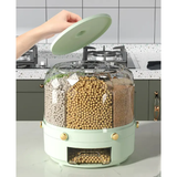 Rotating 6-Grid Food Storage Container 9.5kg Capacity BPA-Free Dispenser 360° Rotating Cereal & Grain Organizer Storage & Organization