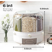 Rotating 6-Grid Food Storage Container 9.5kg Capacity BPA-Free Dispenser 360° Rotating Cereal & Grain Organizer Storage & Organization