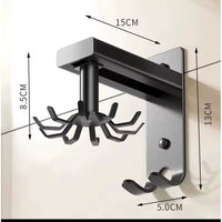 Rotating Wall-Mounted Hanger Rack with 10 Hooks and Adjustable Pull-Out Design Hangers & Hooks Storage & Organization
