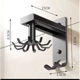 Rotating Wall-Mounted Hanger Rack with 10 Hooks and Adjustable Pull-Out Design