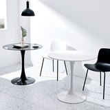 Round Black Pedestal Dining Table with Sleek Modern Base