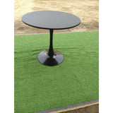 Round Black Pedestal Dining Table with Sleek Modern Base