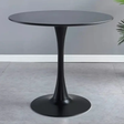 Round Black Pedestal Dining Table with Sleek Modern Base